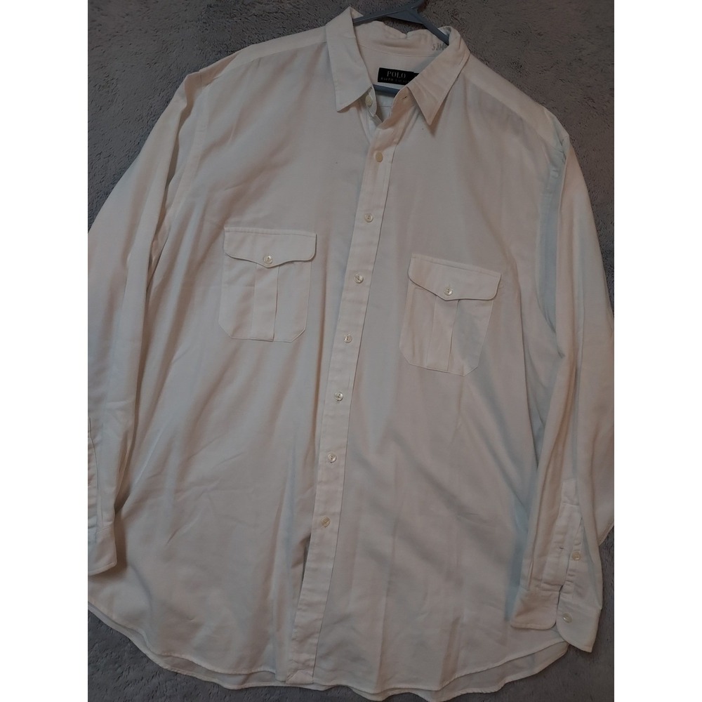 Polo Ralph Lauren Shirt Mens 2XLT XXL Tall Safari Dual Pocket White Bush Cotton